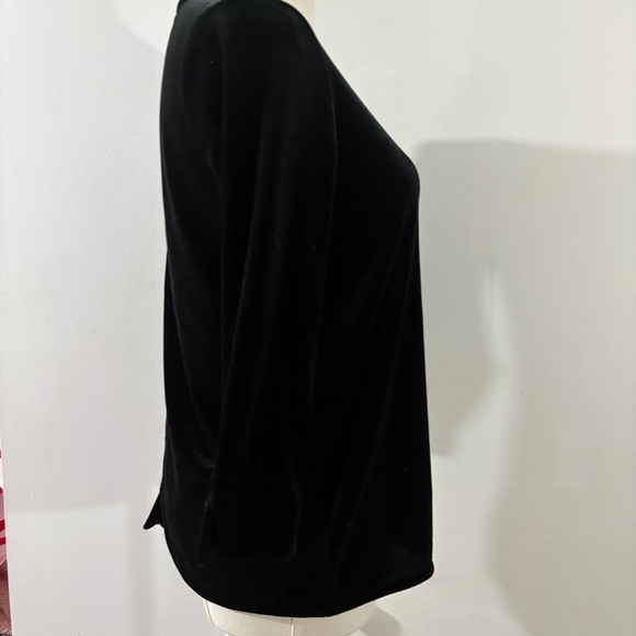 Charter Club Women's Sz PP Black Velvet 3/4 Sleeve Top Whimsigoth Fairy Witchy - Picture 2 of 9
